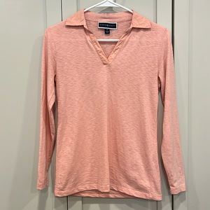 Karen Scott Women V-Neck Petite Polo Top Coral Ice Sz:PP(Buy Now Only)No Offers